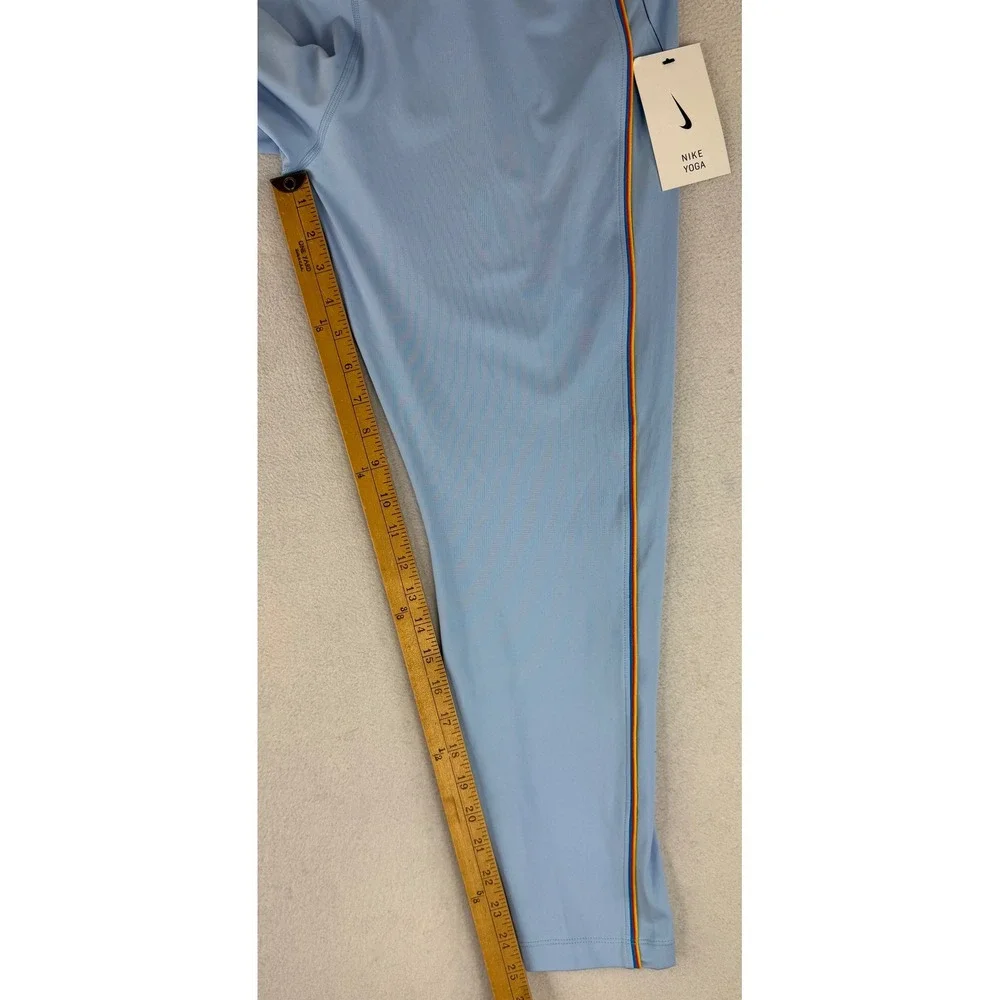 Nike Yoga Leggings Womens XXL Blue Rainbow Trim High Rise 7/8 Dri-FIT CU5360-436